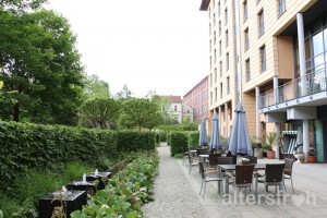 Sprudelsteine im Garten der Pflegeeinrichtung